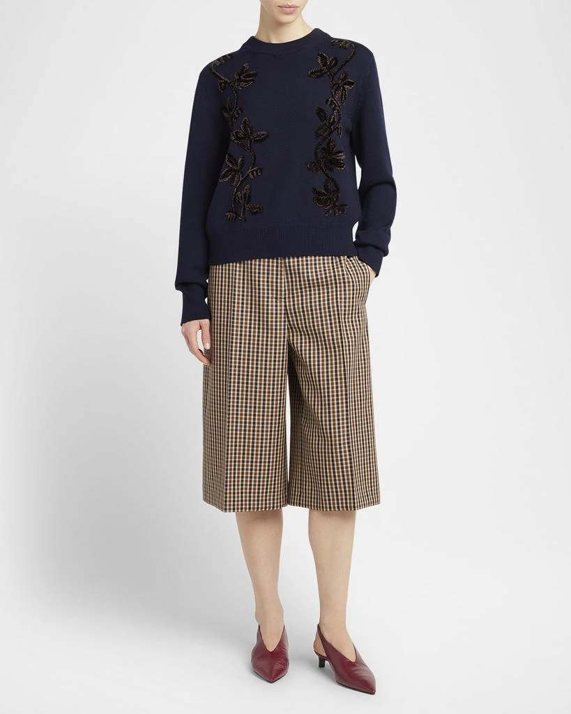 Jil Sander Velvet Floral Embroidered Merino Crewneck Sweater 2