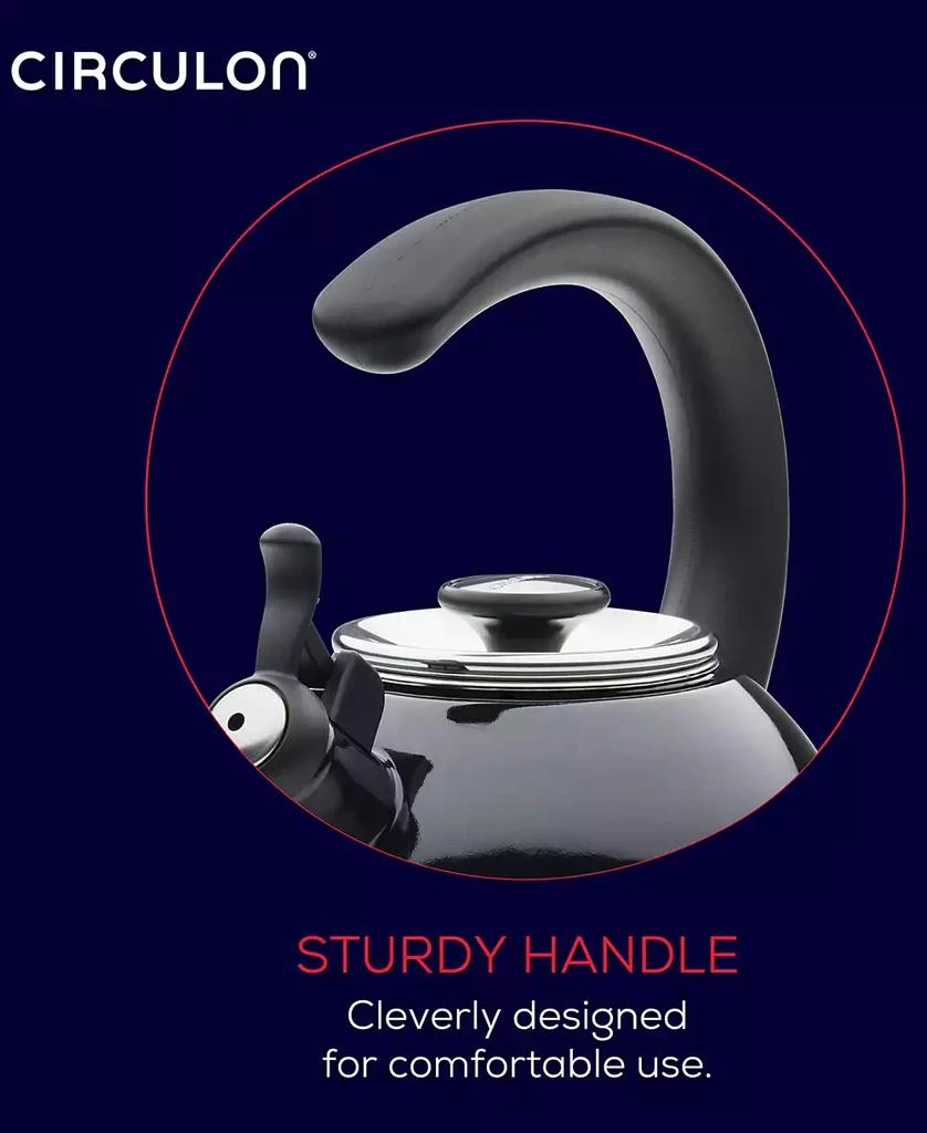 Circulon Enamel on Steel 2-Qt. Whistling Teakettle with Flip-Up Spout 6