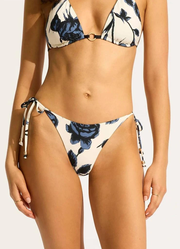 Seafolly Rococo Tie Side Rio Bikini Bottom In Black
