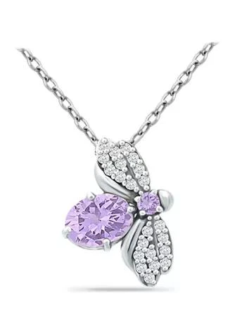 Belk
Co. 1.32 ct. t.w. Amethyst and White Topaz Bee Necklace, Sterling Silver