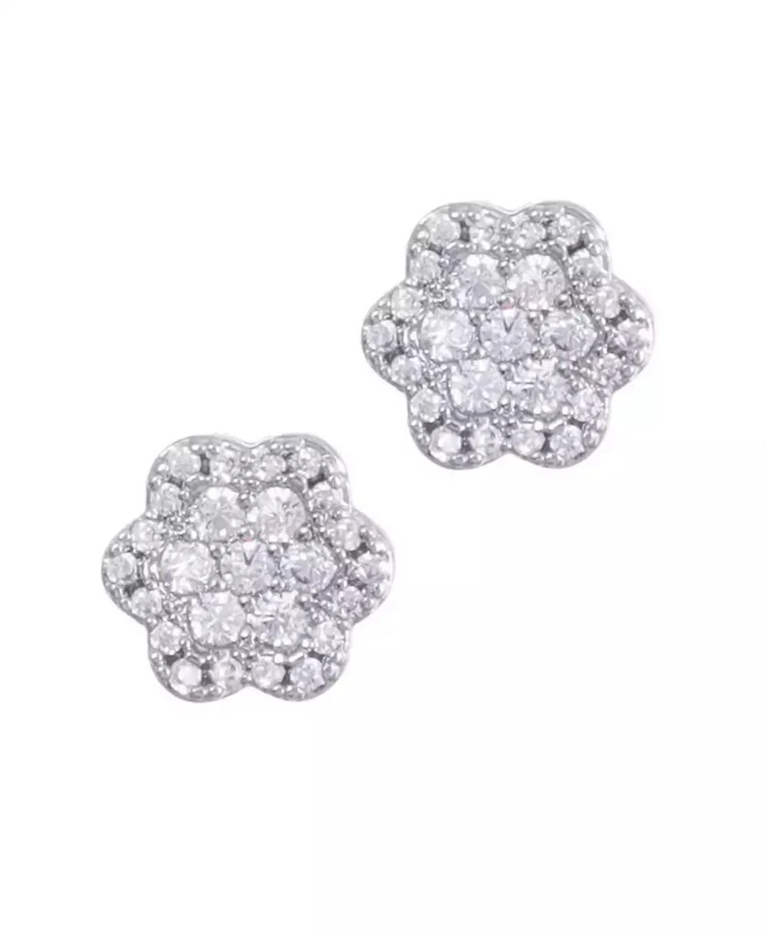 ADORNIA Silver CZ Flower Halo Stud Earrings 2