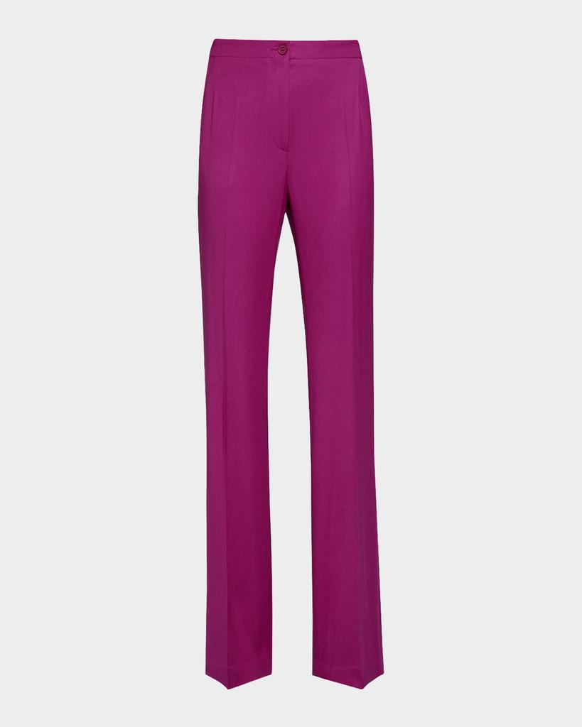 Santorelli Beth Flared-Leg Stretch Virgin Wool Pants