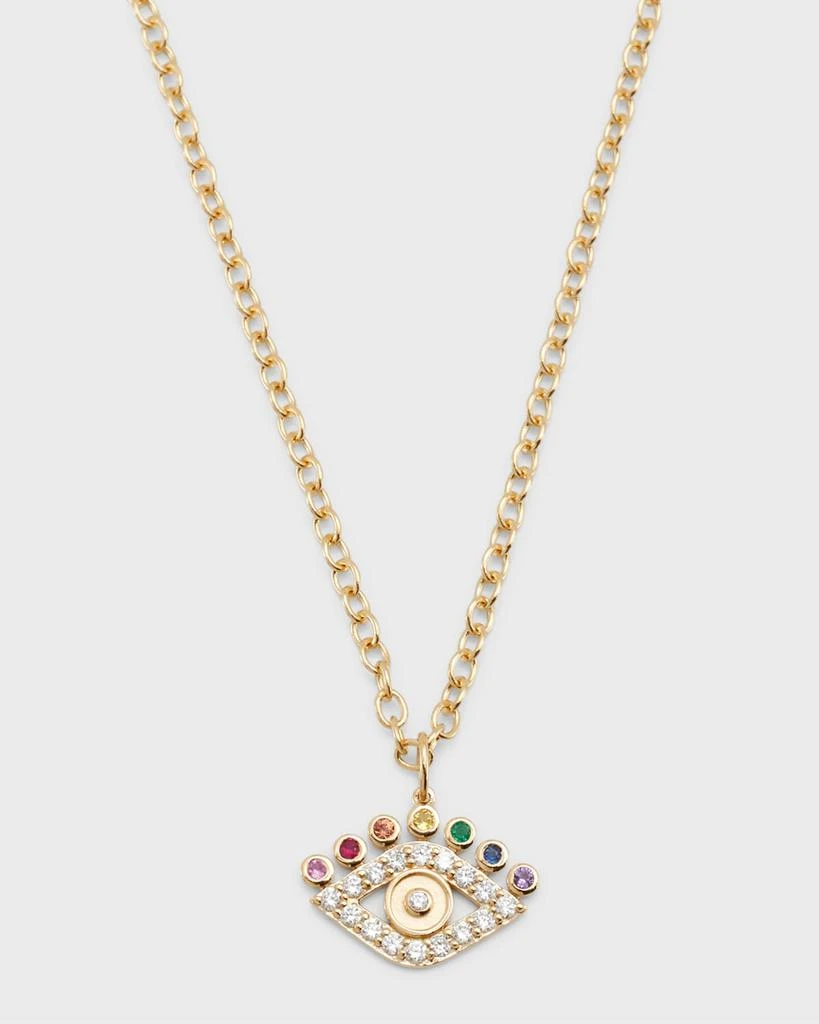 Sydney Evan 14K Yellow Gold Evil Eye Pendant Necklace with Multi-Stone Petals 1