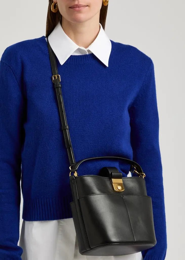 VERONICA BEARD Crest small leather bucket bag  6