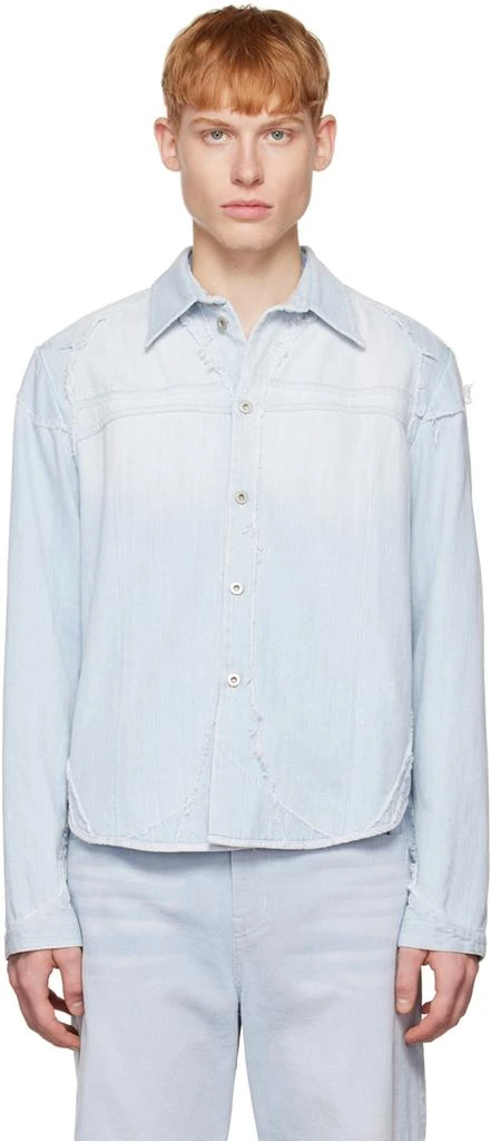 TheOpen Product SSENSE Exclusive Blue Ripped Denim Jacket 1