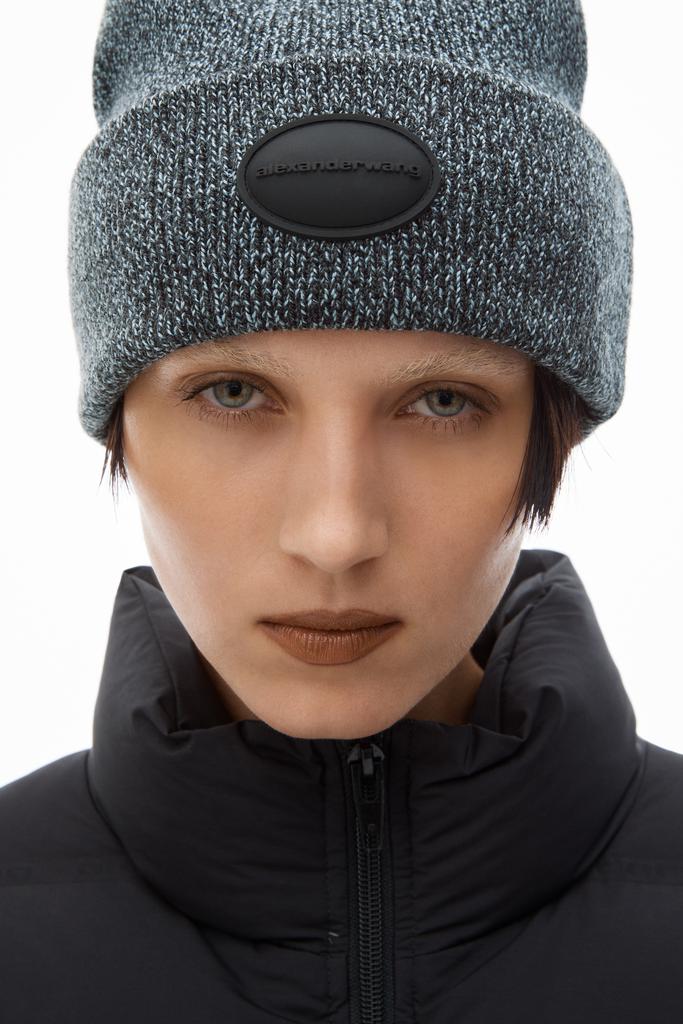 Alexander Wang dome logo beanie in ribbed wool stretch