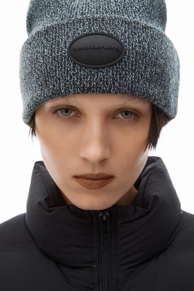 Alexander Wang dome logo beanie in ribbed wool stretch 2