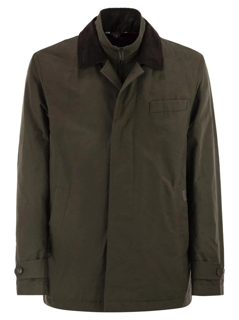 FAY Short Morning Raincoat In Cotton And Nylon Faille