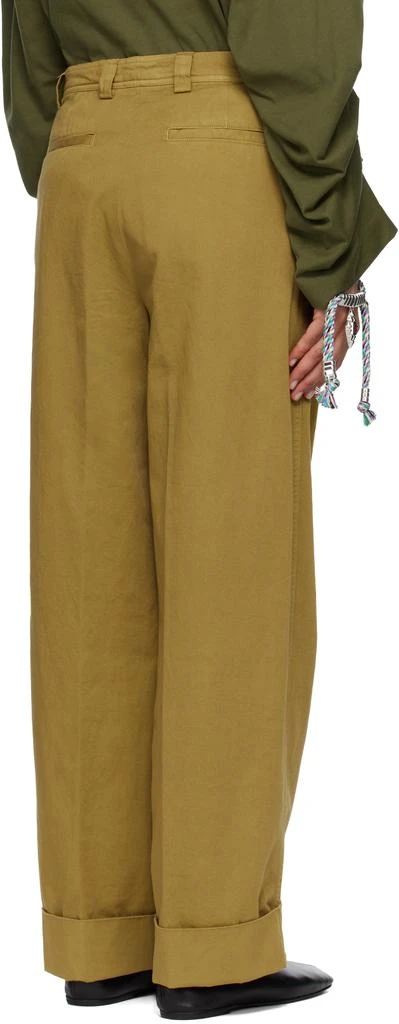Dries Van Noten Khaki Cuffed Cotton Trousers 3