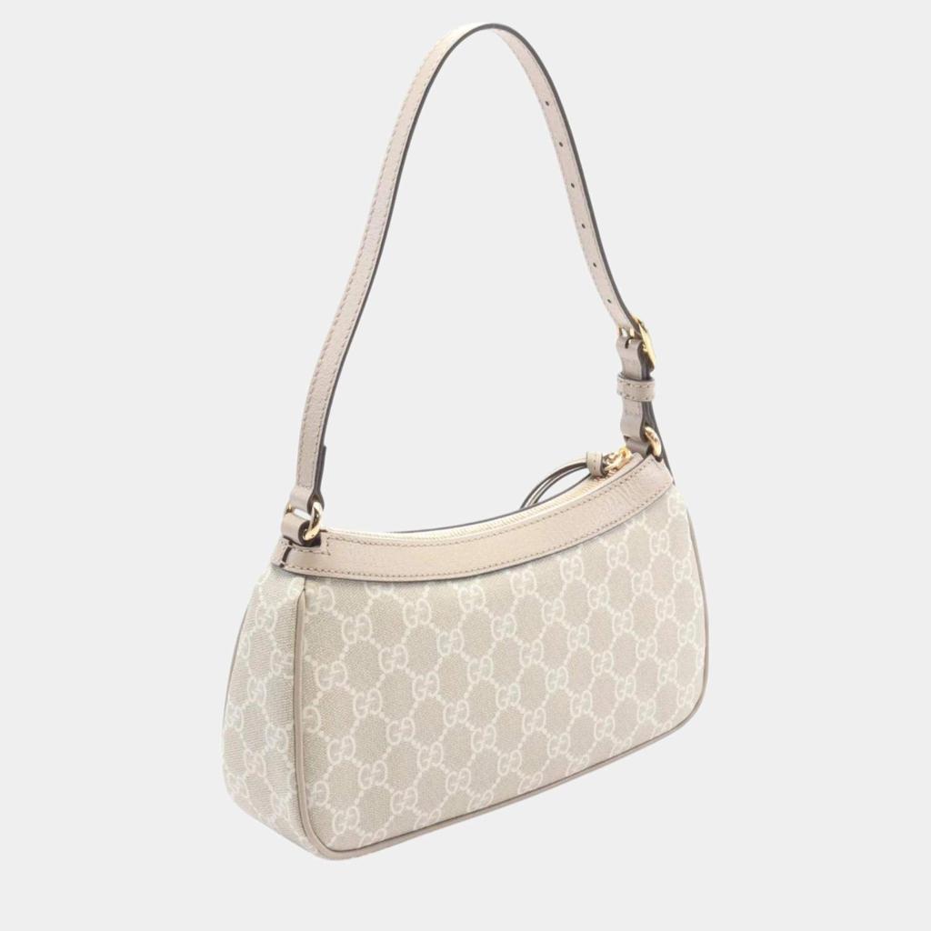 Gucci Gucci Ophidia Coated Canvas Leather Beige White Small GG Supreme Shoulder Bag
