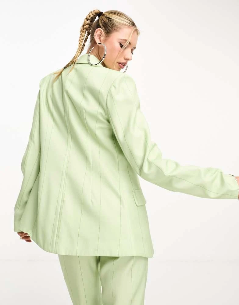 KYO Kyo The Brand tailored blazer 3-piece co-ord in light green pinstripe 2