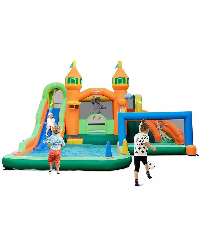 Gymax Kids Inflatable Water Slide Park w/735W Blower Basketball Rim Wet Dry Combo 10