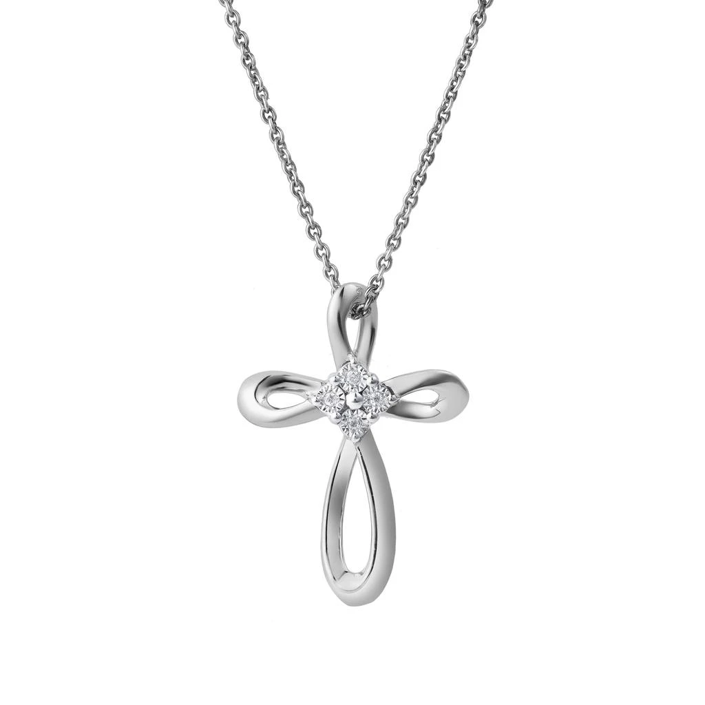 LuvMyJewelry Lightbound 0.02 Cts Natural Diamond Cross 14K Gold Pendant 4