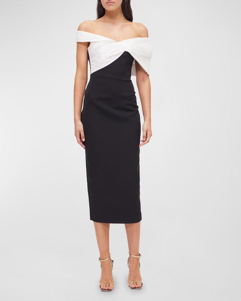 RACHEL GILBERT Delila Bow Off-The-Shoulder Midi Dress
