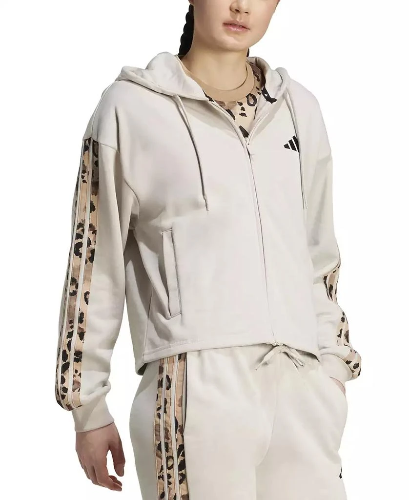 Adidas Women's Animal-Print 3-Stripe French Terry Zip Hoodie 3