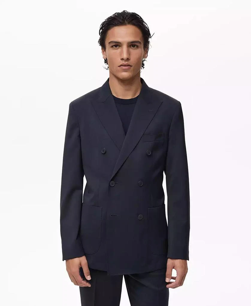 Mango Men's Cold Wool Double-Breasted Suit Blazer 1