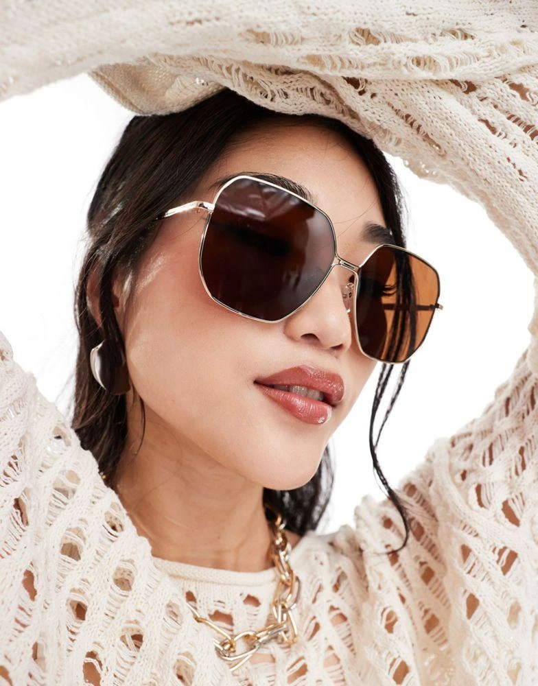 & Other Stories oversized square rimless sunglasses in gold  display picture 1
