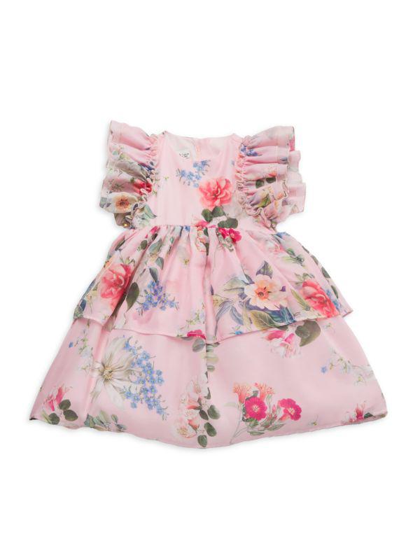 Pippa & Julie Little Girl's Rylie Floral Flutter Sleeve Dress
