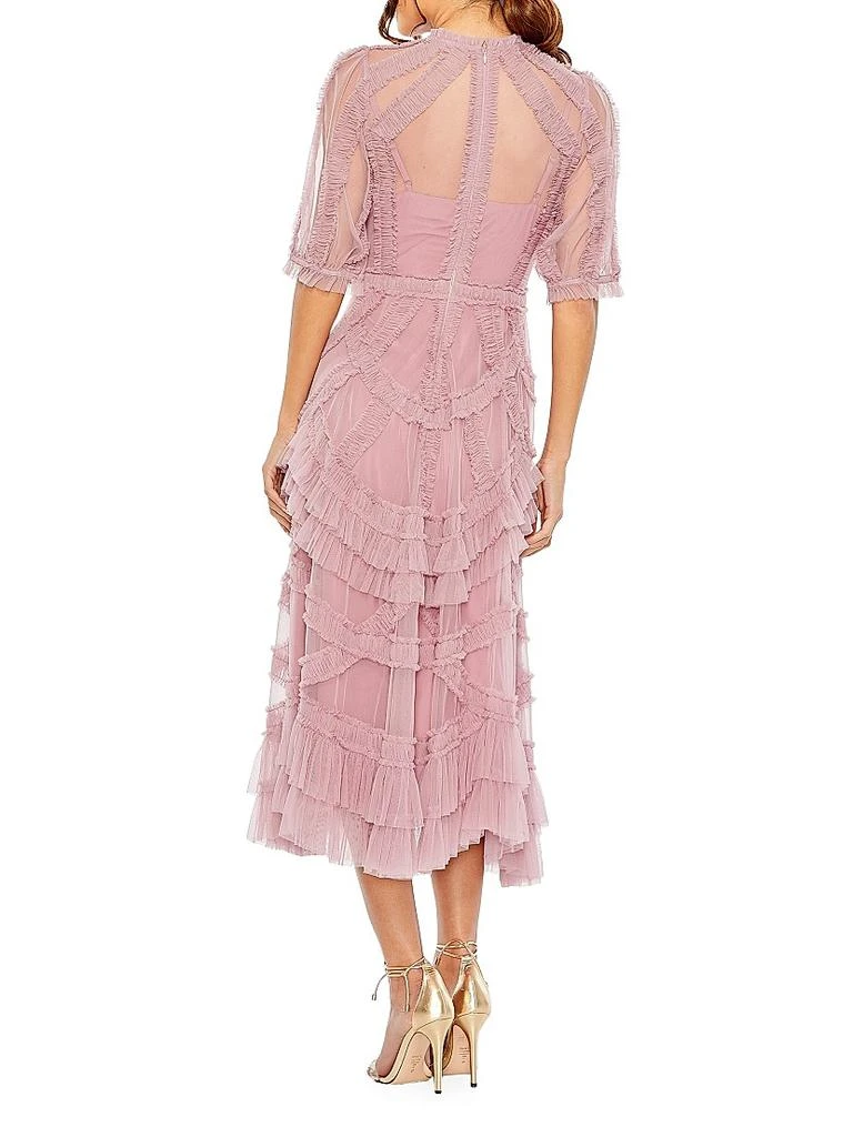 Mac Duggal High-Neck Gathered Tulle Midi-Dress 3
