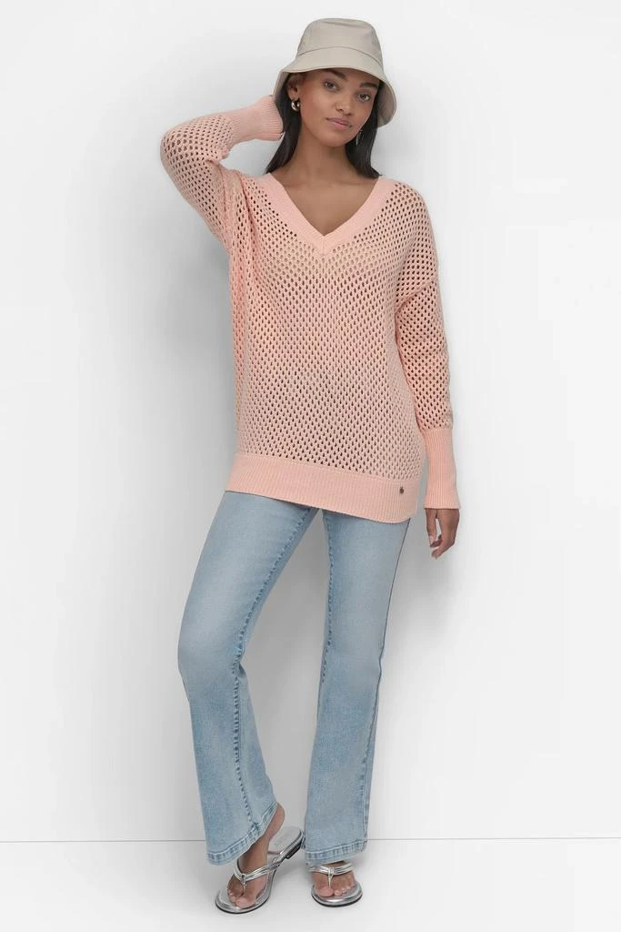 DKNY 3/4 WIDE SLEEVE CREW NECKOPEN POINTELLE STITCH 4
