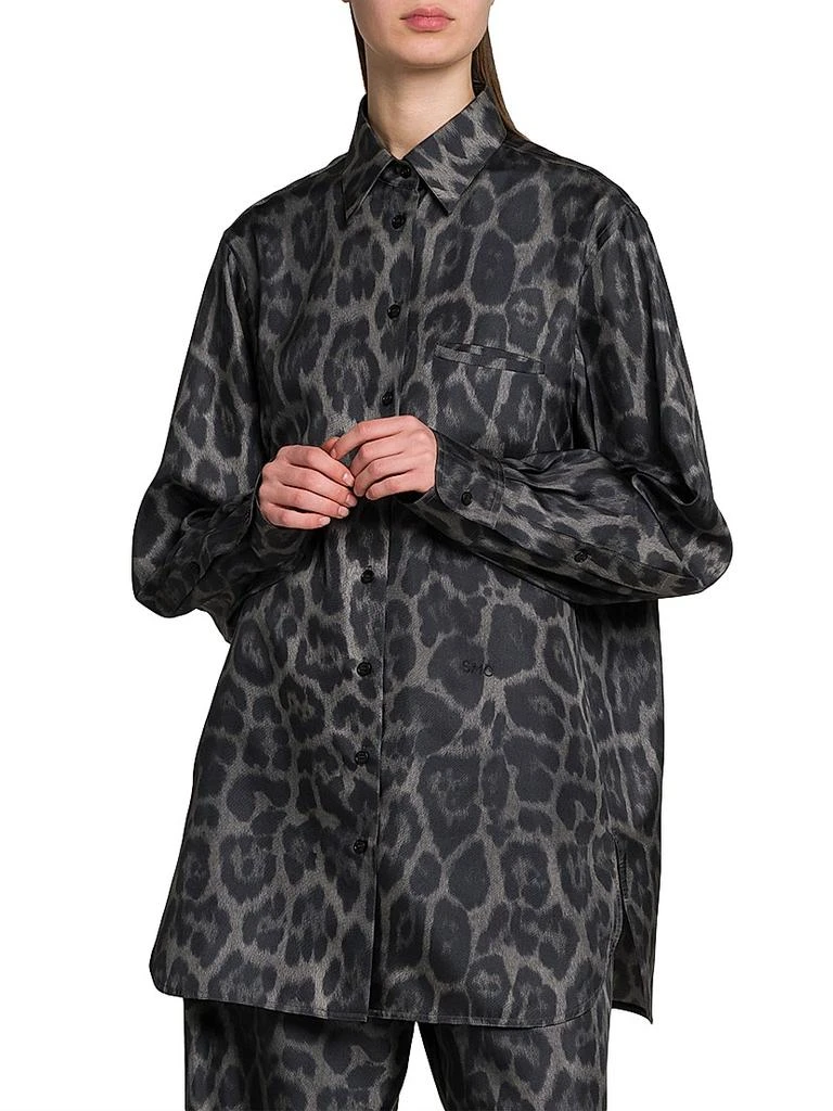 Stella McCartney Leopard Silk Button-Front Shirt 3