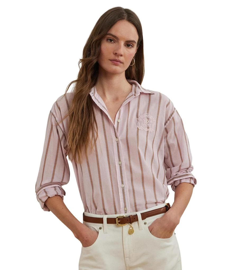 Ralph Lauren Oversize Striped Cotton Broadcloth Shirt 1