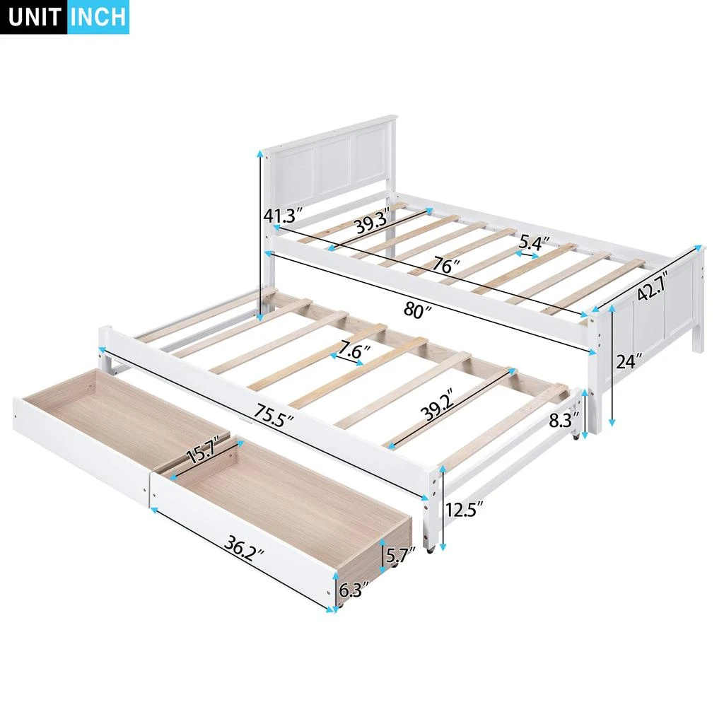 Streamdale Furniture Streamdale Twin Size Platform Bed With Trundle And Drawers 6