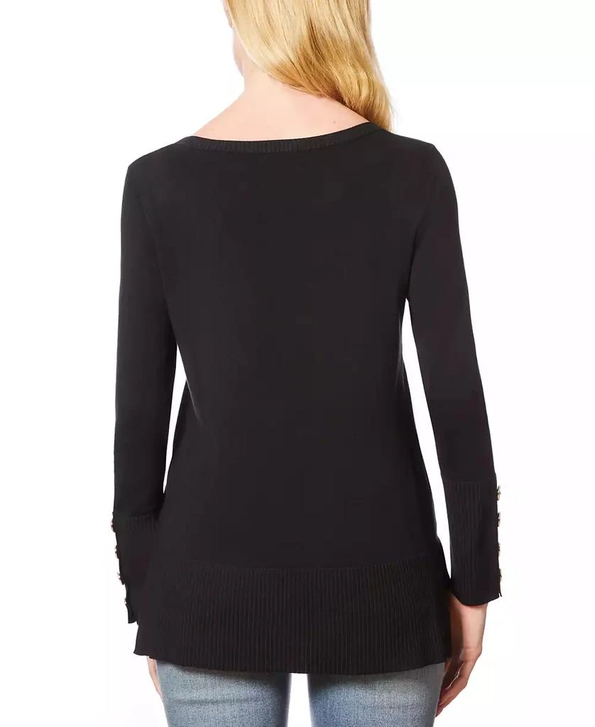Melissa Paige Women's Fine Gauge Boat-Neck Buttoned-Cuff Sweater 3