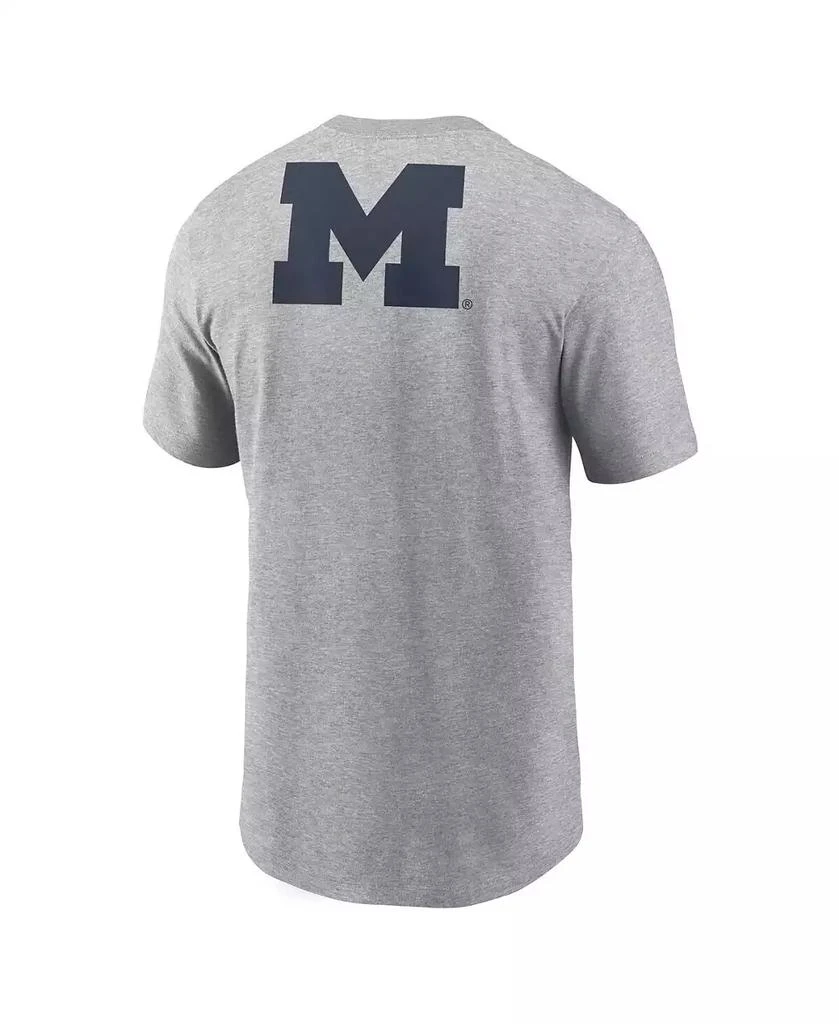Jordan Men's Heather Gray Michigan Wolverines Campus 2-Hit Primary Mascot T-Shirt 3