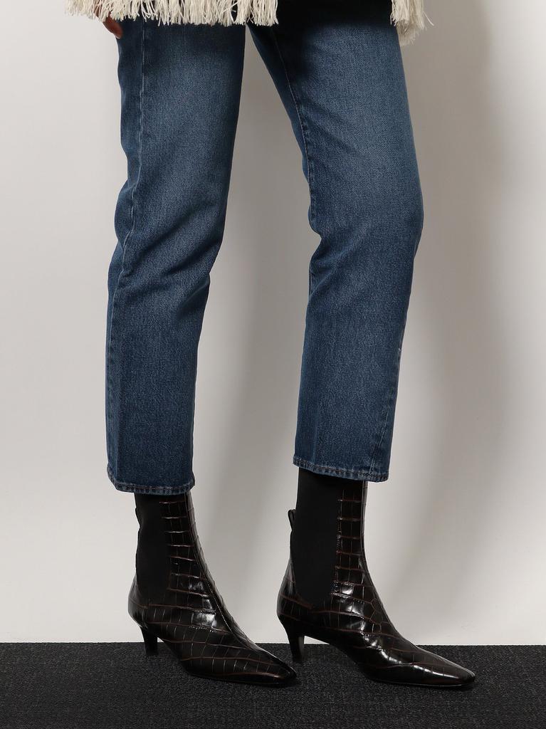 Totême The Mid Heel Boot leather boots with croco effect