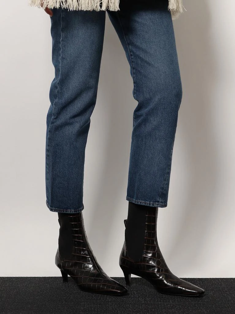 Totême The Mid Heel Boot leather boots with croco effect 2