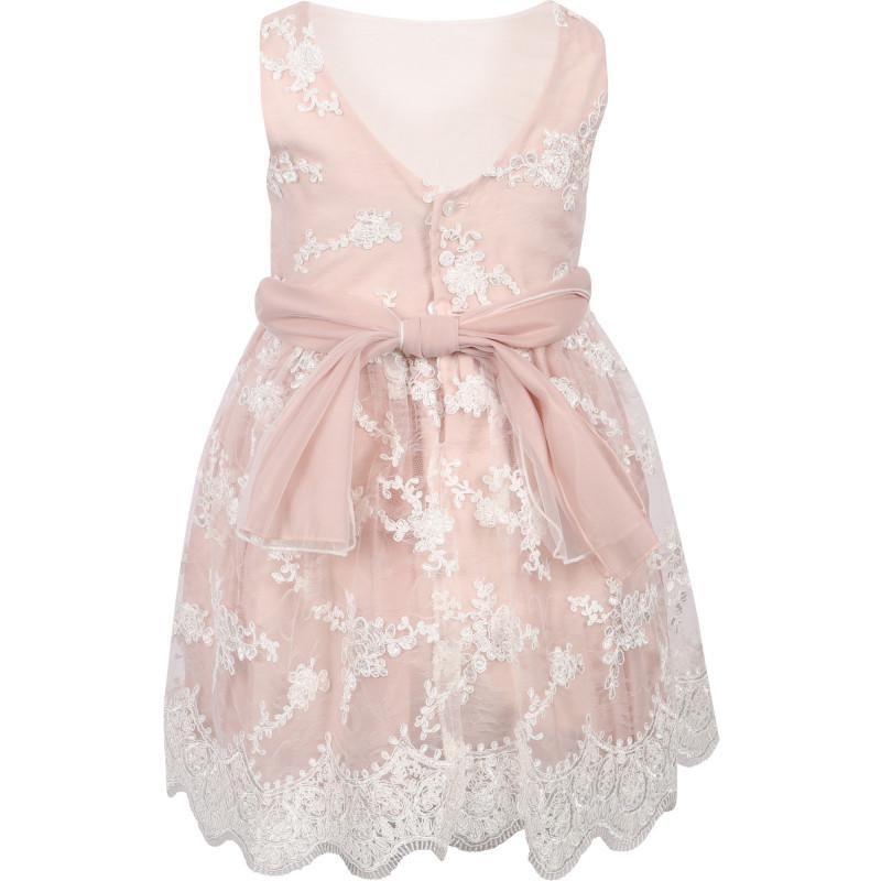 Abel & Lula Rich lace embroidered tulle dress in pink