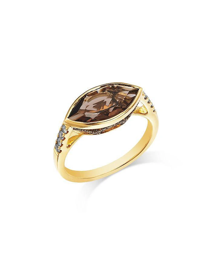 Bloomingdale
s Fine Collection Smoky Quartz 
Multicolor Diamond Ring in 14K Yellow Gold