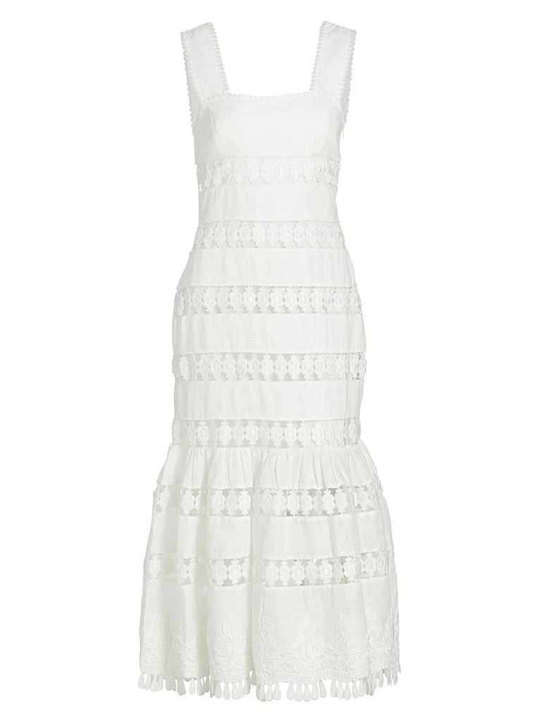 Zimmermann Pop Linen Lace Paneled Midi-Dress 1