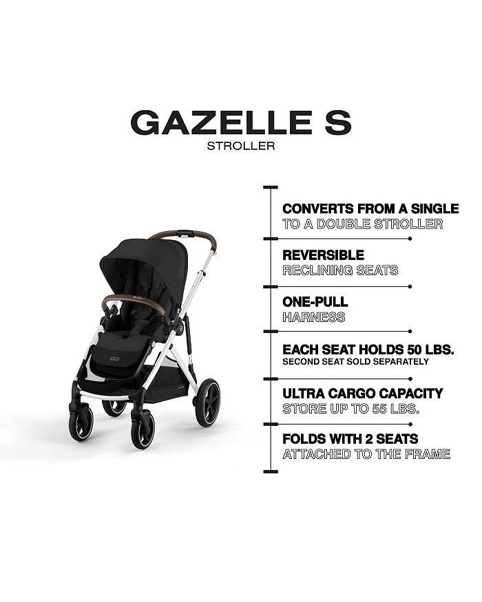 Cybex Gazelle S 2 Single to Double + Aton G Swivel Travel System with Gazelle S Cot 5