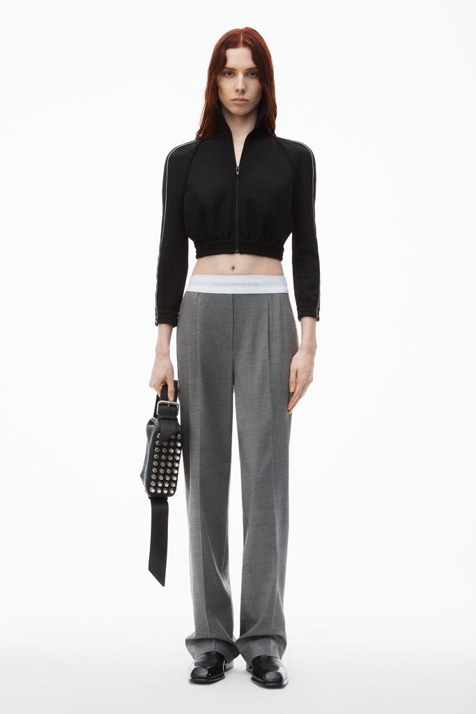 Alexander Wang High-Waist Pleated Pant with Logo Elastic
