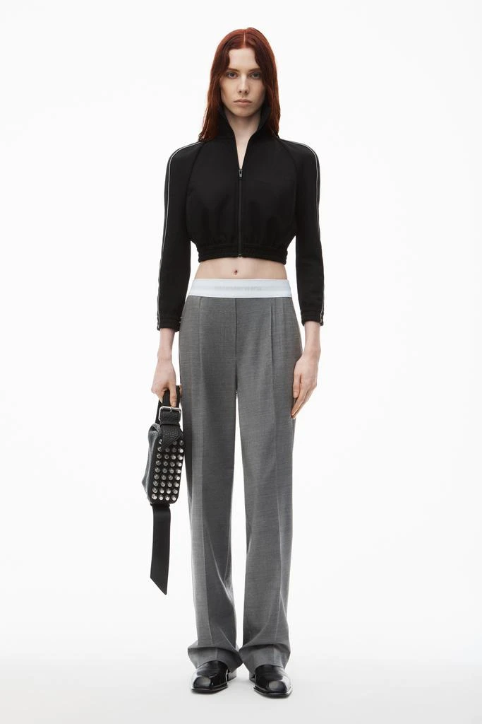 Alexander Wang High-Waist Pleated Pant with Logo Elastic 1