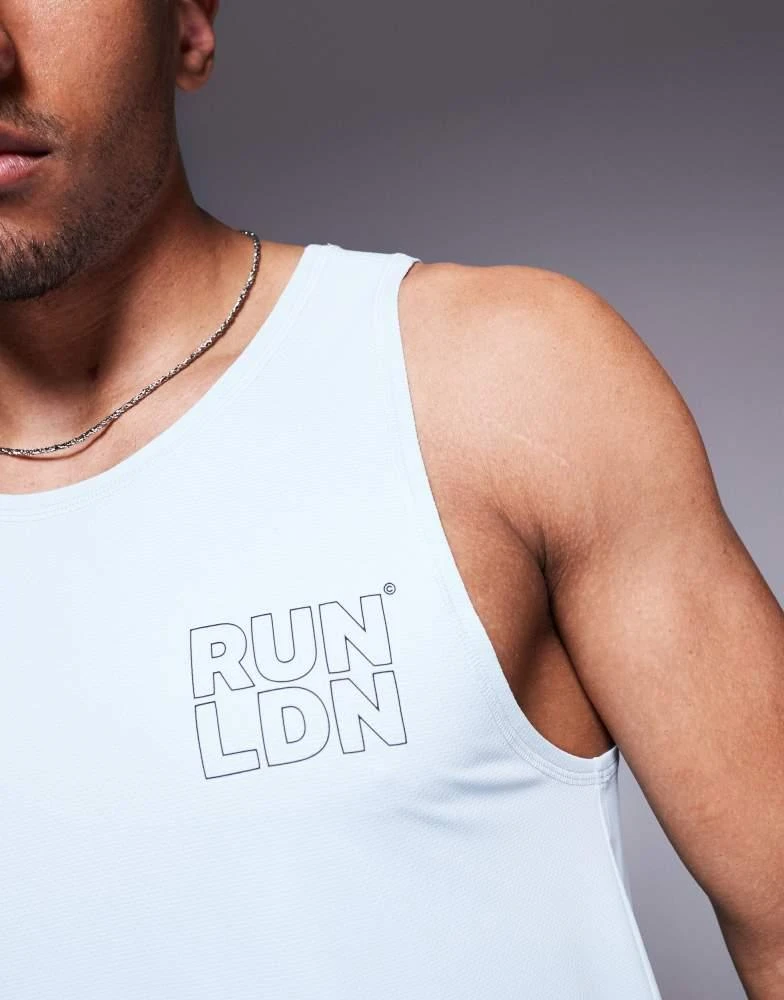 4505 4505 RUN LDN chest print mesh running tank in pale blue 4