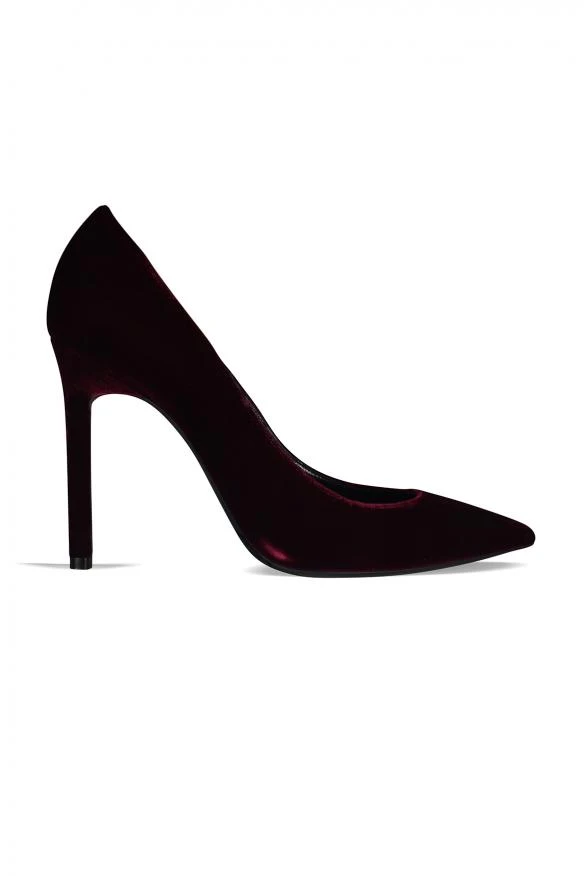 Yves Saint Laurent Women's luxury pumps saint laurent anja 105 pump pumps in burgundy velvet with 10.5 cm stiletto heel 1