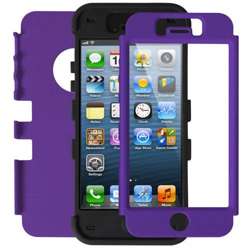 Fresh Fab Finds 3 Layers Hybrid Armor Cover Case With Inner Soft Shell For Apple iPhone 5 Purple 1