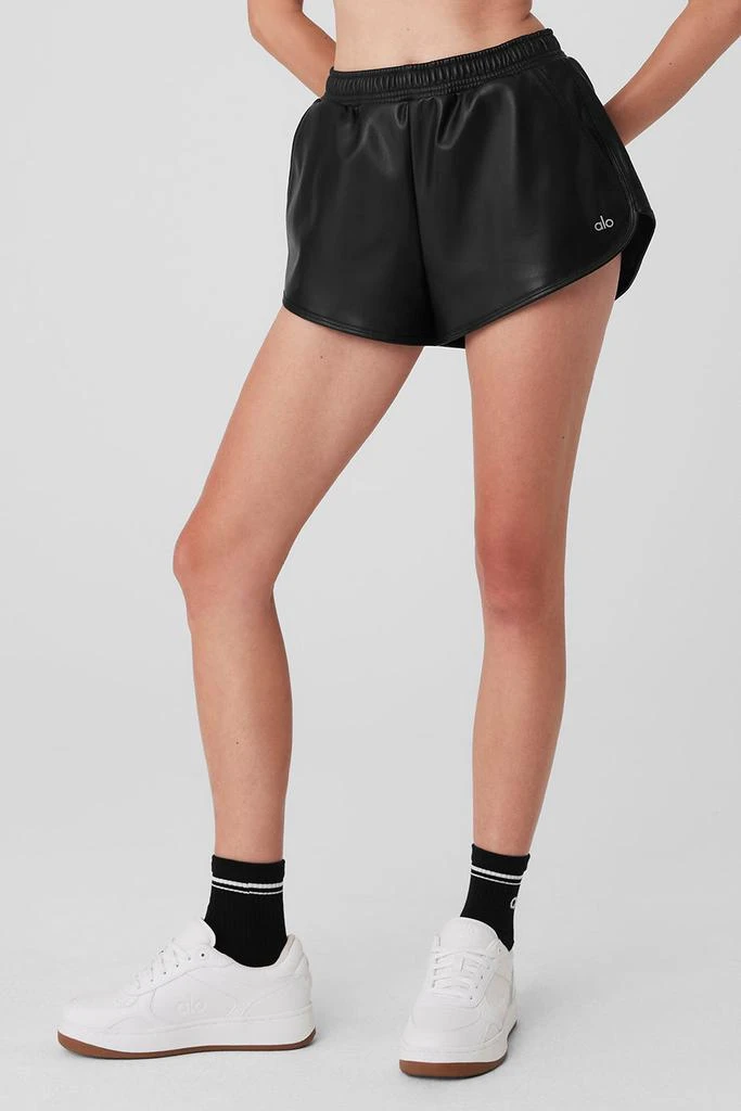 Alo Faux Leather Power Hour Short - Black 3