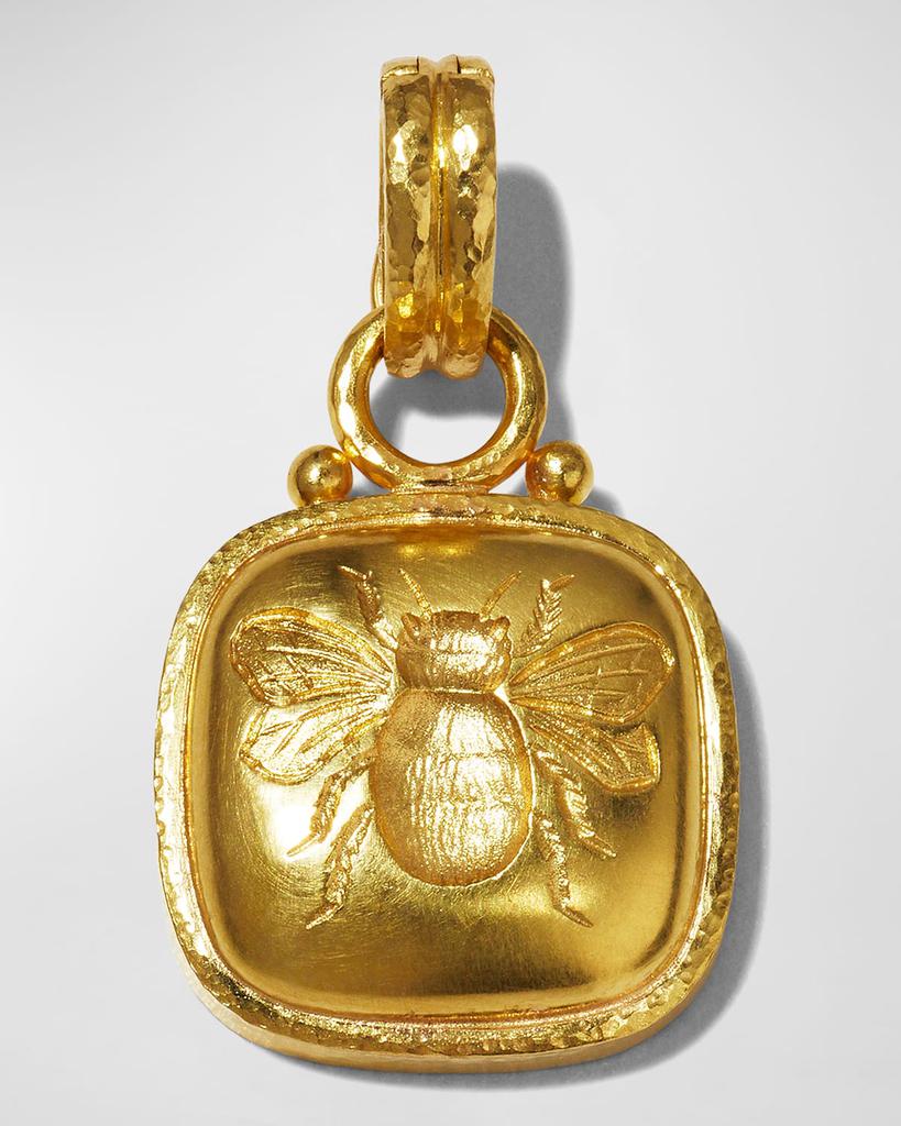 Elizabeth Locke 19K Cushion Gold Bee Pendant