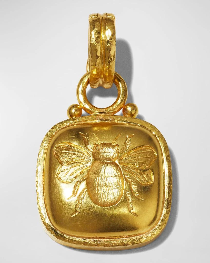 Elizabeth Locke 19K Cushion Gold Bee Pendant 1