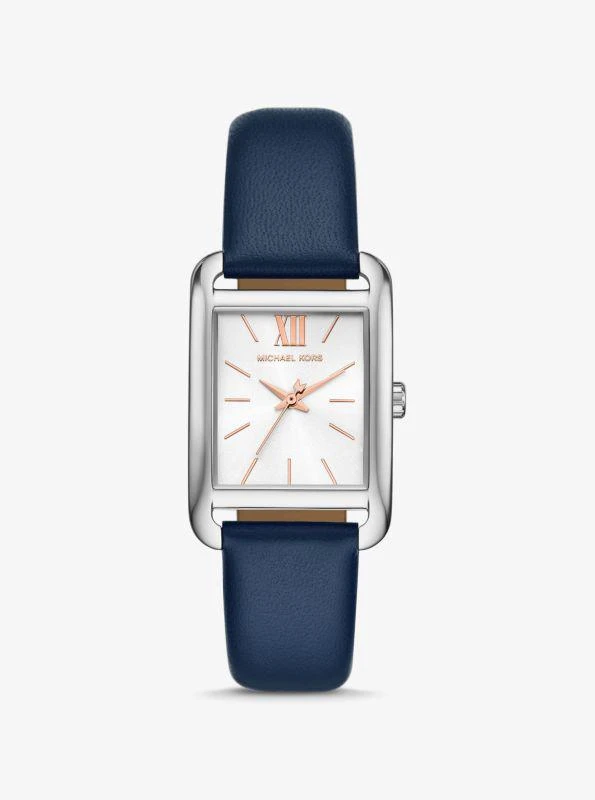 Michael Kors Monroe Silver-Tone and Leather Watch 1