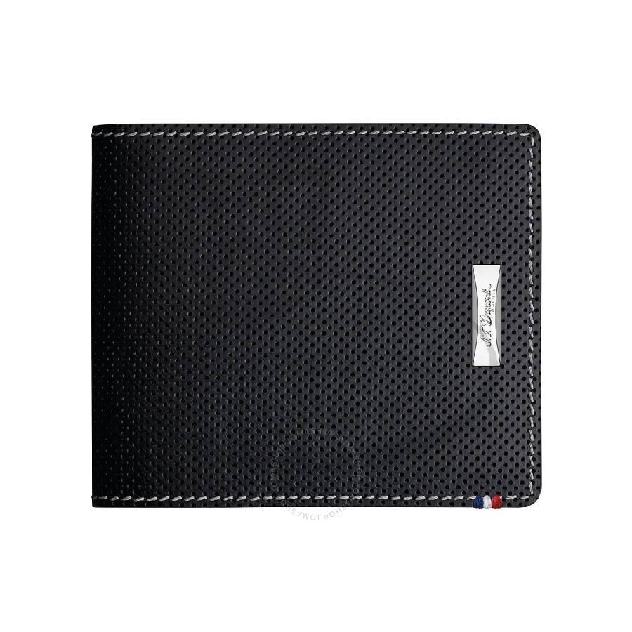 S.T. Dupont Defi Perforated 6 Card Black Leather Wallet
