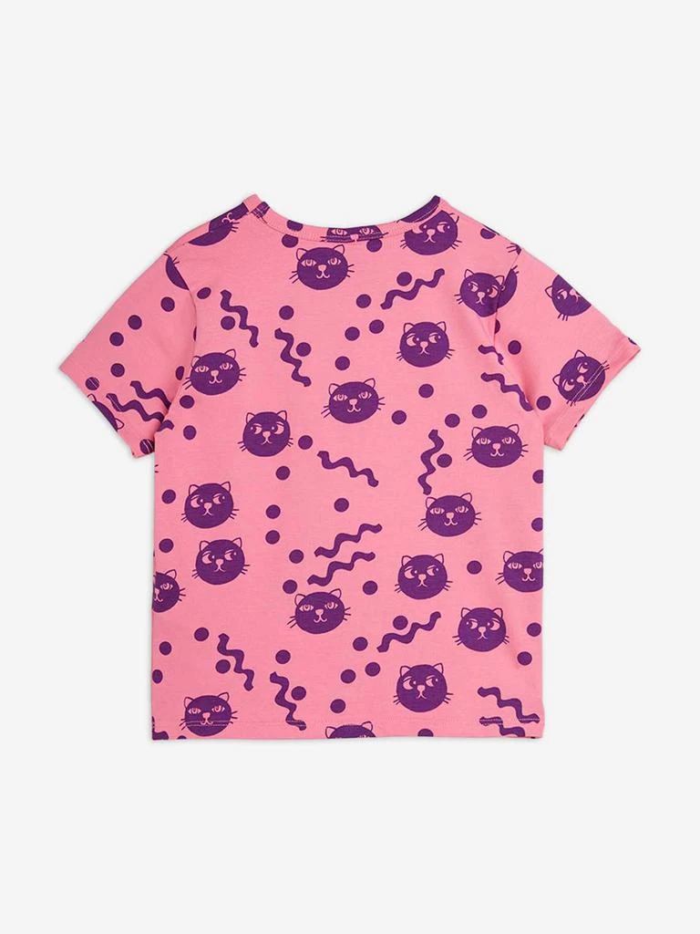 Mini Rodini Girls Squiggly Cats AOP T-Shirt in Pink 2