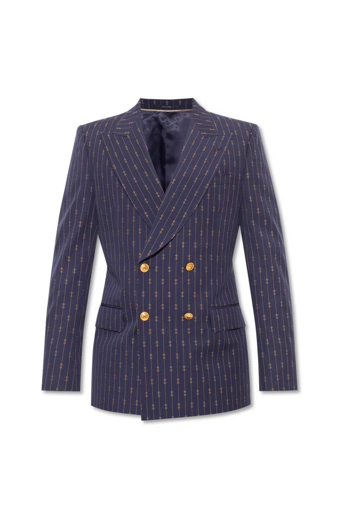 Gucci Gucci Horsebit Striped Double Breasted Blazer 1