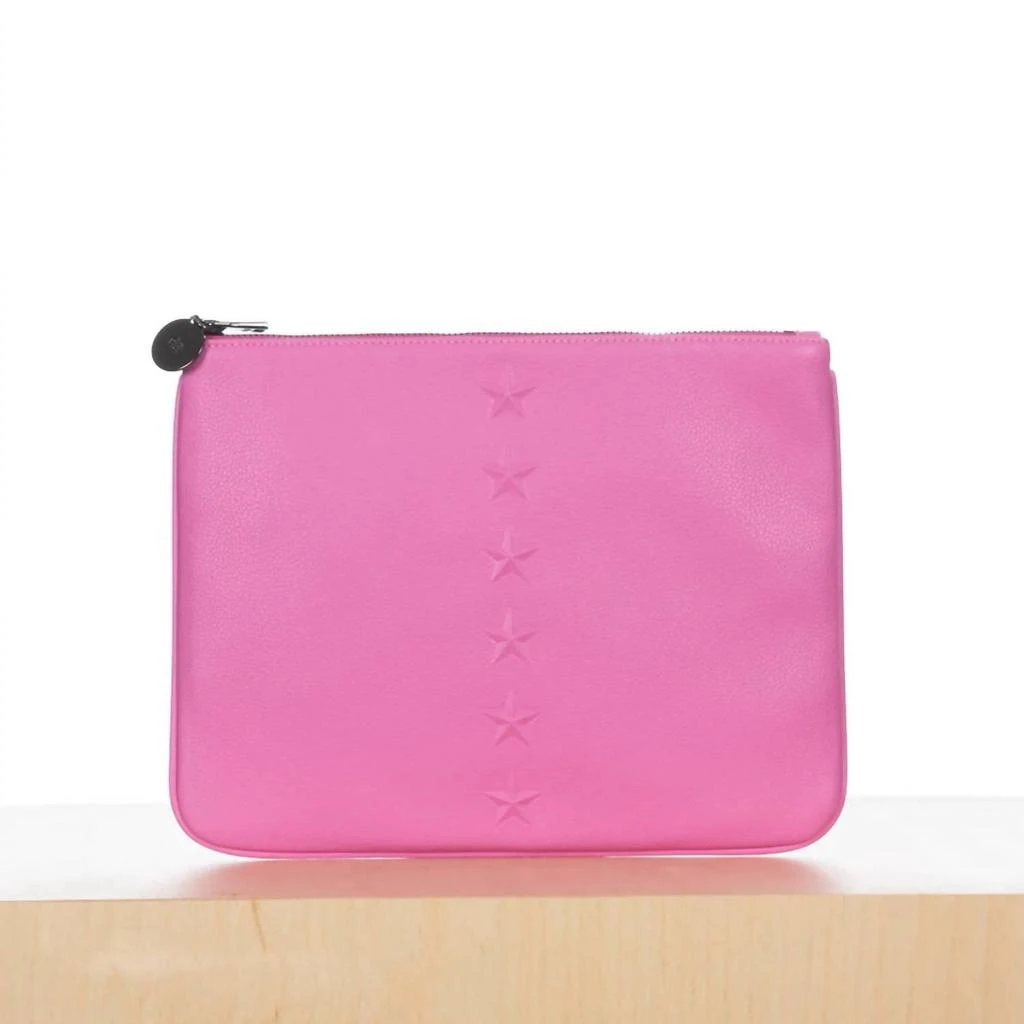 Ela Handbags Vegan Editor's Star Pouch In Pink 2