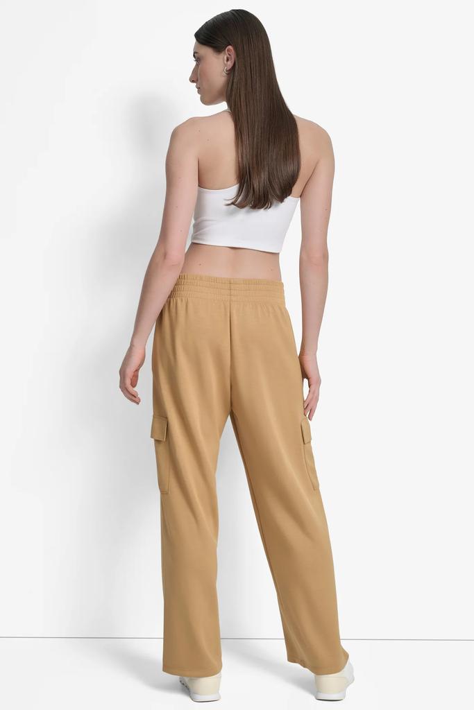 DKNY HIGH-RISE SEAMED WIDE-LEG CARGO SWEATPANT