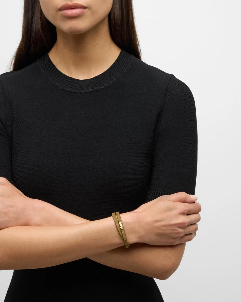 Yves Saint Laurent Leather Double-Wrap YSL Bracelet 5